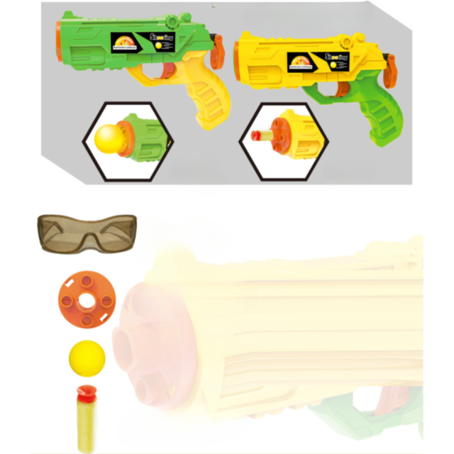 Pistol de Jucărie cu Funcție Dublă – Set Two-in-One cu Muniție și Ochelari de Protecție