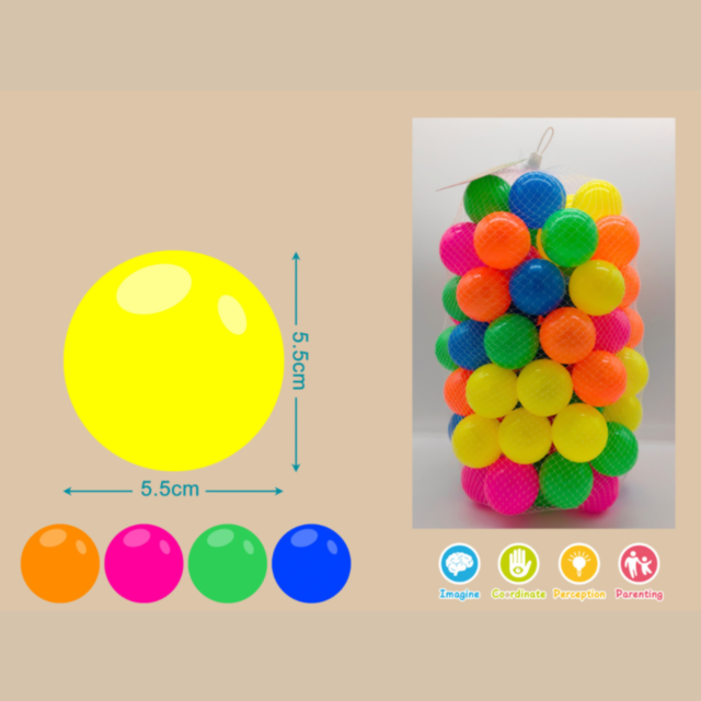 Set 90 de Bile Colorate din Plastic pentru Joacă - 5.5 cm