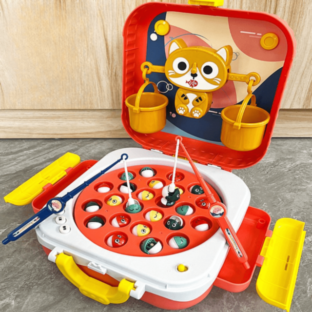 Joc Pescuit Magnetic Electric în Rucsac Copii (culoare aleatorie)