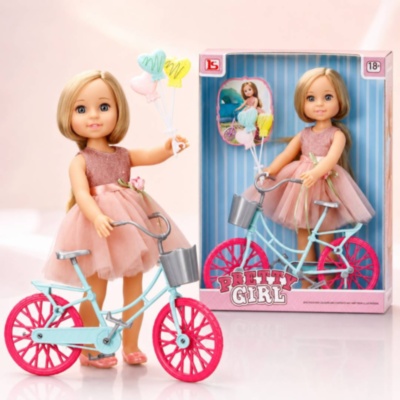 Păpușă cu Bicicletă și Accesorii pentru Fetițe | image