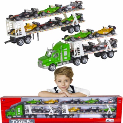 Mega Camion cu Trailer și 10 Mașinuțe, 104cm | image