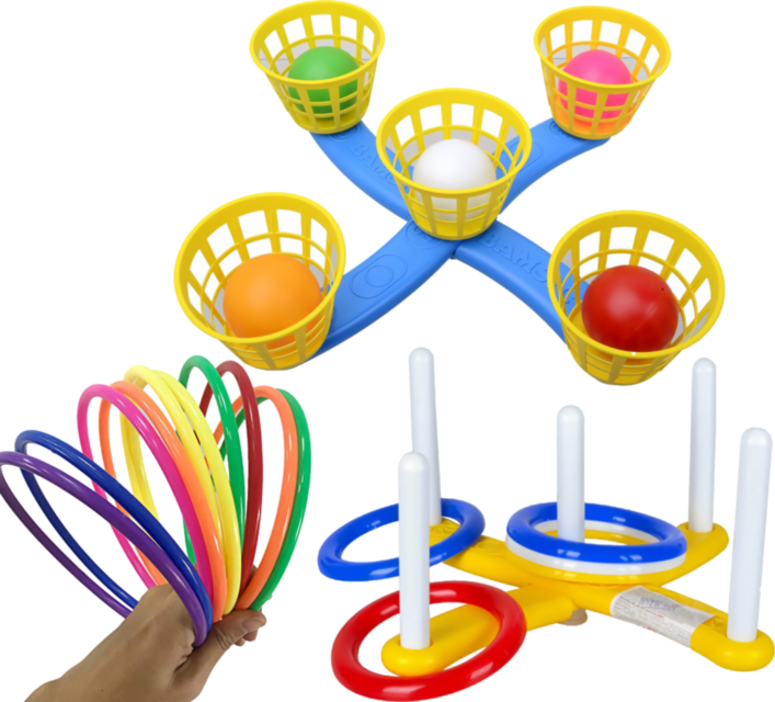 Joc de Aruncat Inele și Bile la Țintă 2 în 1