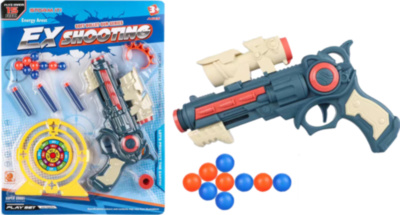 Pistol cu Gloanțe Moi cu Ventuză, Bile și Țintă | image