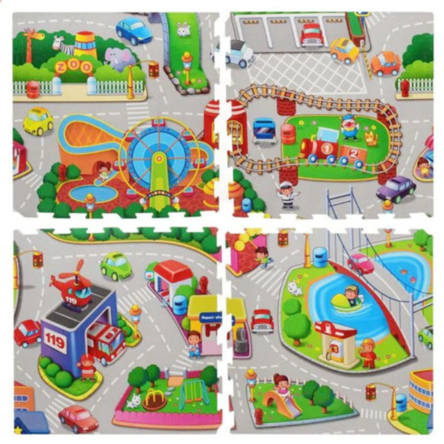 Covoraș Puzzle cu Tematică Orășel – Distracție și Siguranță