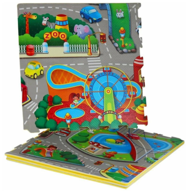 Covoraș Puzzle cu Tematică Orășel – Distracție și Siguranță