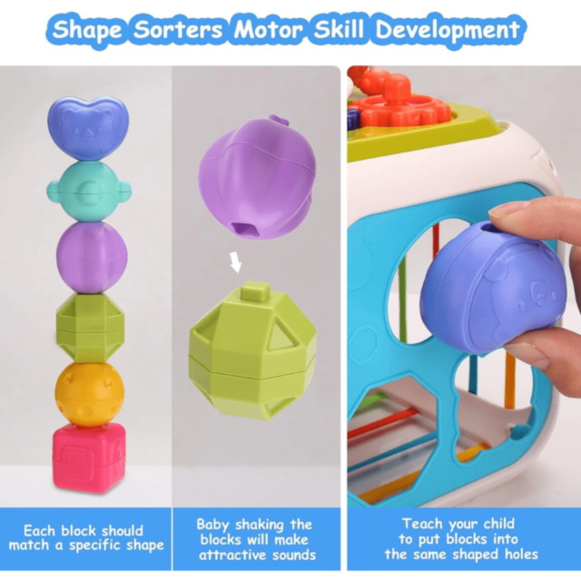 Cub educativ 7 în 1 cu forme, pian și labirint 