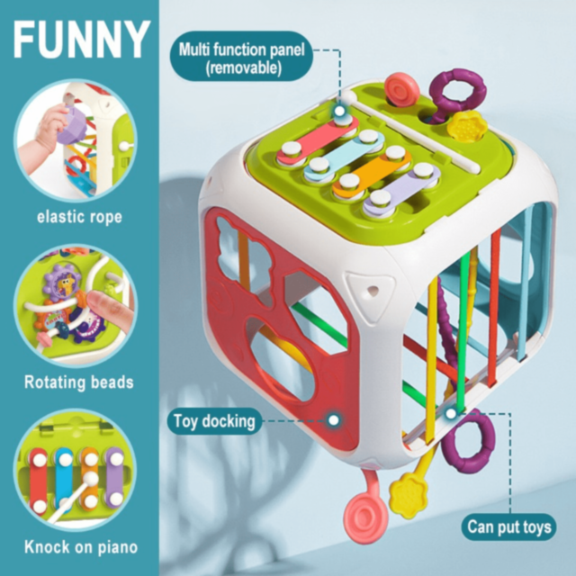 Cub educativ 7 în 1 cu forme, pian și labirint 