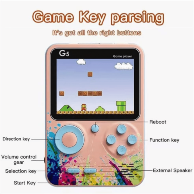 Consolă Gaming G5 cu Ecran Mare și Jocuri Clasice | Controler Inclus (culoare aleatorie)