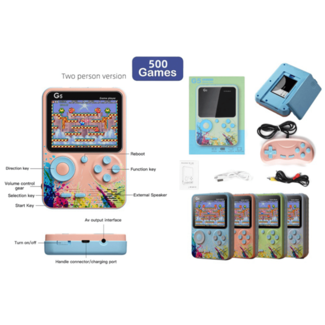 Consolă Gaming G5 cu Ecran Mare și Jocuri Clasice | Controler Inclus (culoare aleatorie)