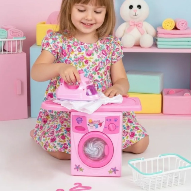 Set mașină de spălat cu fier de călcat copii