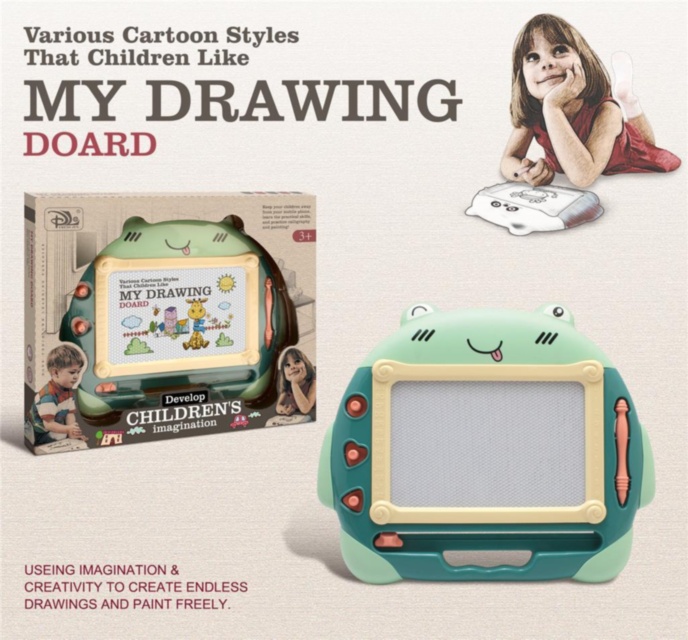 Tabla Magnetică de Scris și Desenat cu 3 Ștampiluțe, 35cm