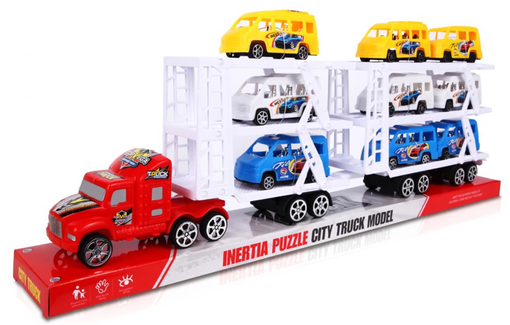 Camion cu Trailer și 9 Mașinuțe, 52cm 