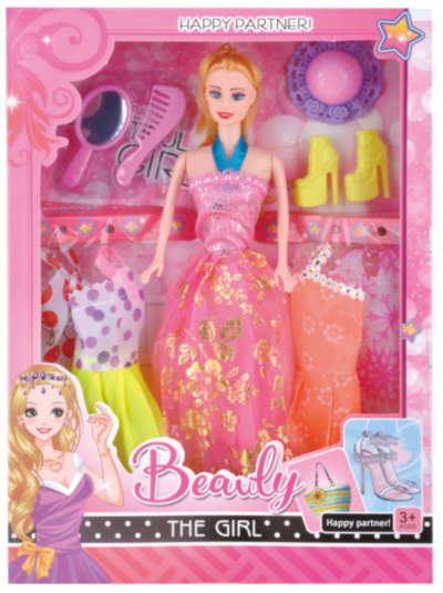 Barbie cu 4 Ținute, Pălărie, Oglindă, Pieptene și Încălțăminte  | image