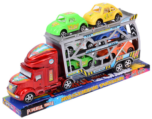 Camion cu Trailer și 6 Mașinuțe, 32cm 