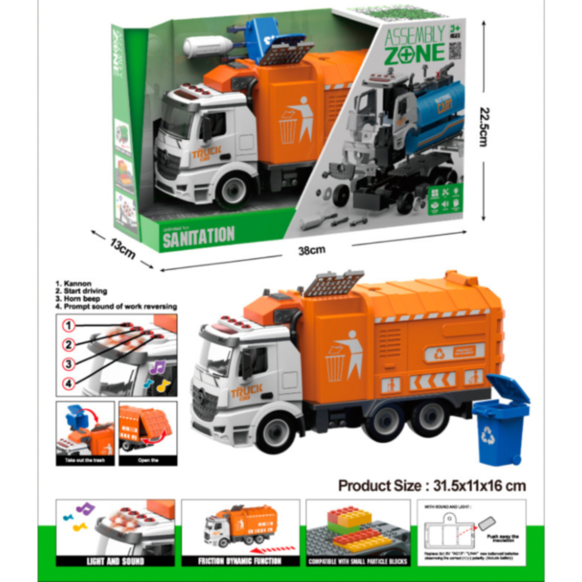 Camion de Salubrizare cu Lumină și Sunet – Asamblare și Funcții Interactive
