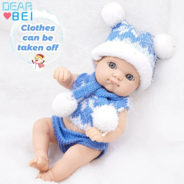 Păpușă Bebeluș Realistică cu Ținută de Iarnă și Accesorii (albastru)