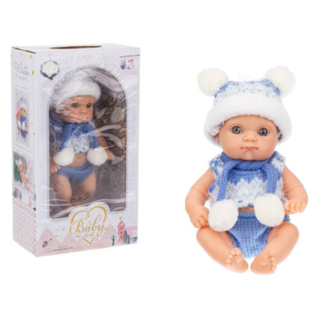 Păpușă Bebeluș Realistică cu Ținută de Iarnă și Accesorii (albastru)