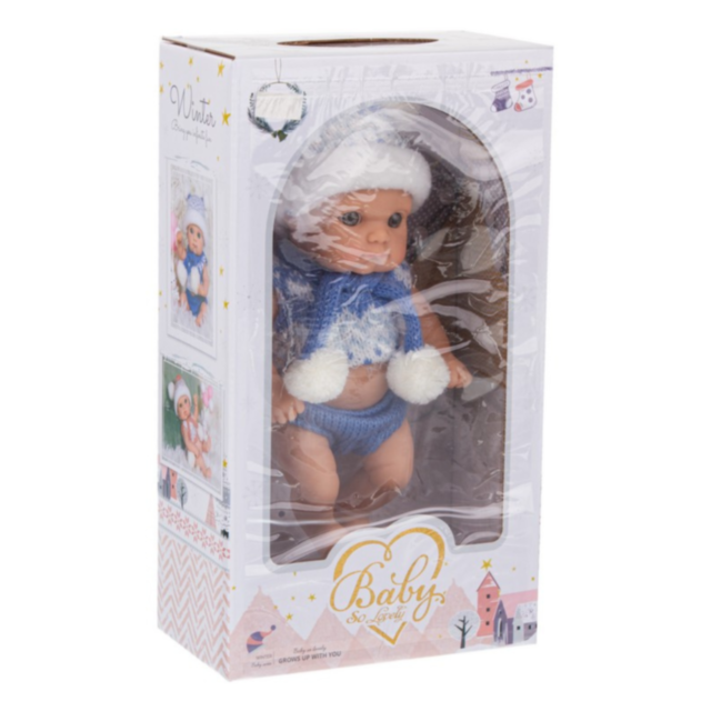 Păpușă Bebeluș Realistică cu Ținută de Iarnă și Accesorii (albastru)