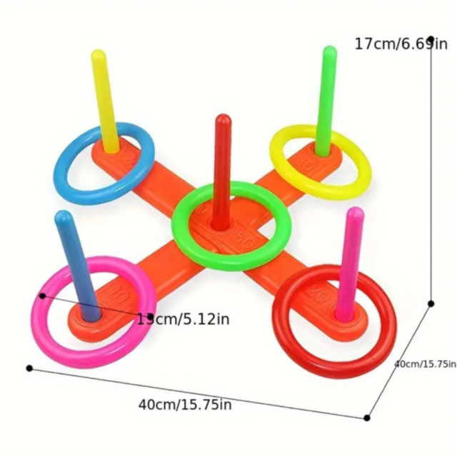 Joc de Aruncat Inele Colorate – Activitate Educativă pentru Interior și Exterior