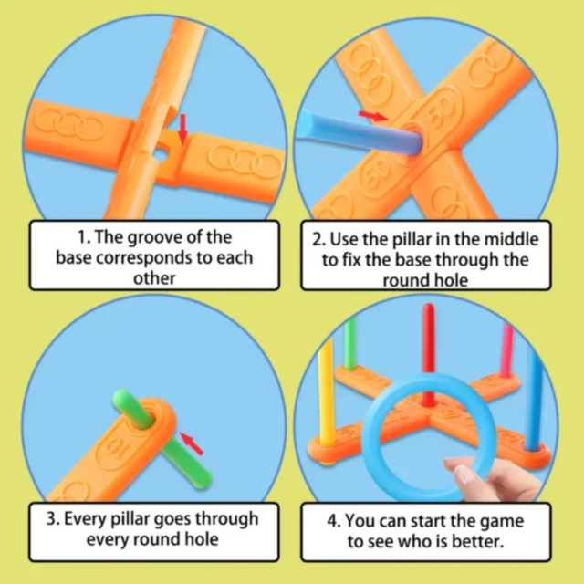 Joc de Aruncat Inele Colorate – Activitate Educativă pentru Interior și Exterior