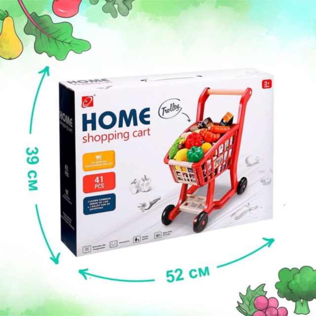 Cărucior de Cumpărături pentru Copii cu Accesorii Supermarket (roșu)