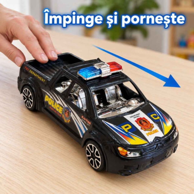 Mașină de poliție pickup cu inerție pentru copii