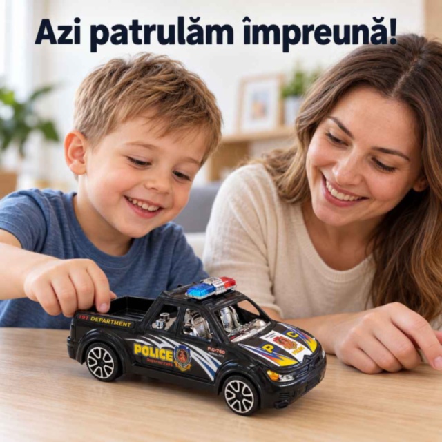 Mașină de poliție pickup cu inerție pentru copii