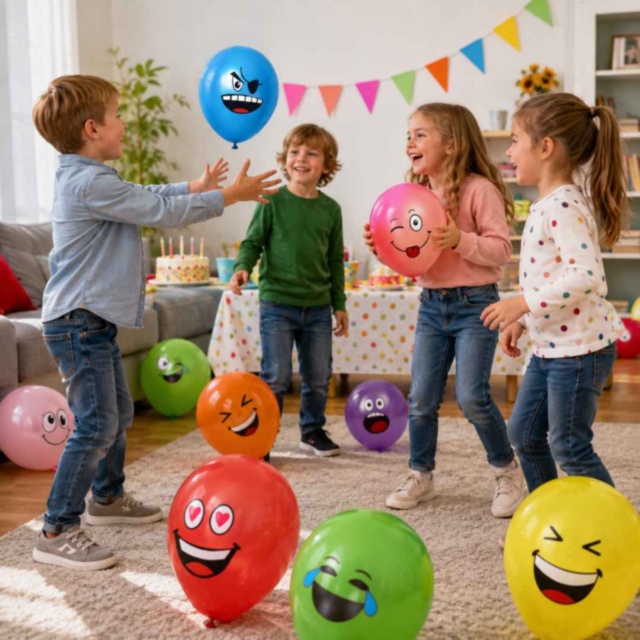 Set 25 de baloane colorate cu fețe emoji