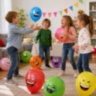 Set 25 de baloane colorate cu fețe emoji