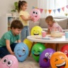 Set 25 de baloane colorate cu fețe emoji