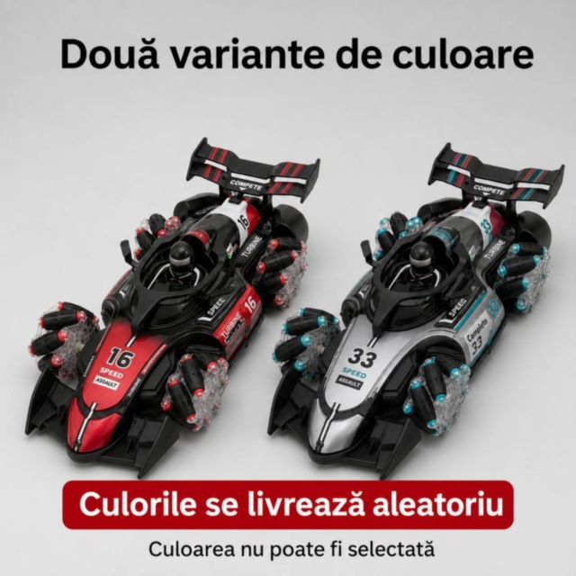 Mașinuță RC cu fum, lumini și mișcare 360°