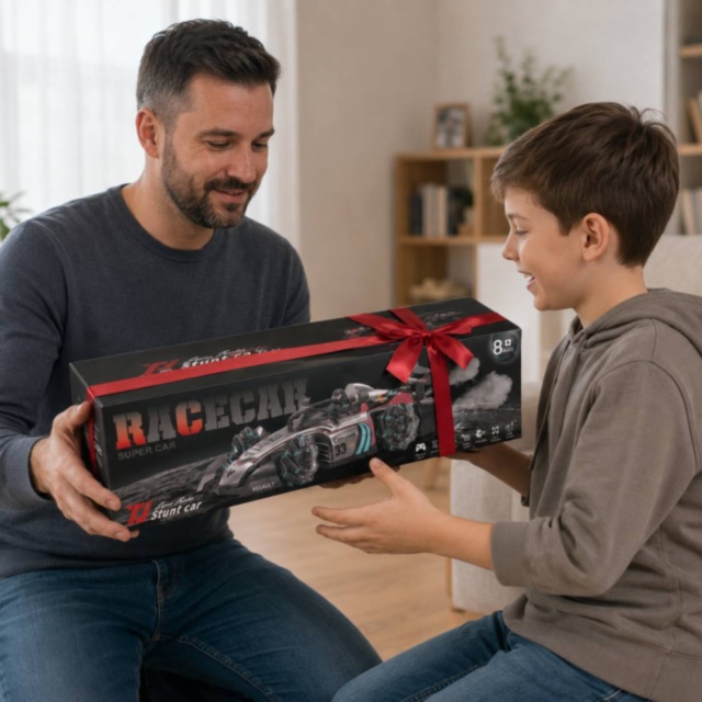Mașinuță RC cu fum, lumini și mișcare 360°