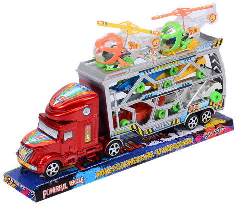 Camion cu Trailer, 2 Elicoptere și 4 Mașinuțe, 32cm 