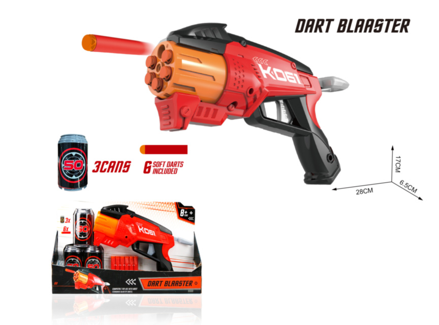 Pistol Blaster cu 6 Proiectile și 3 Conserve Țintă