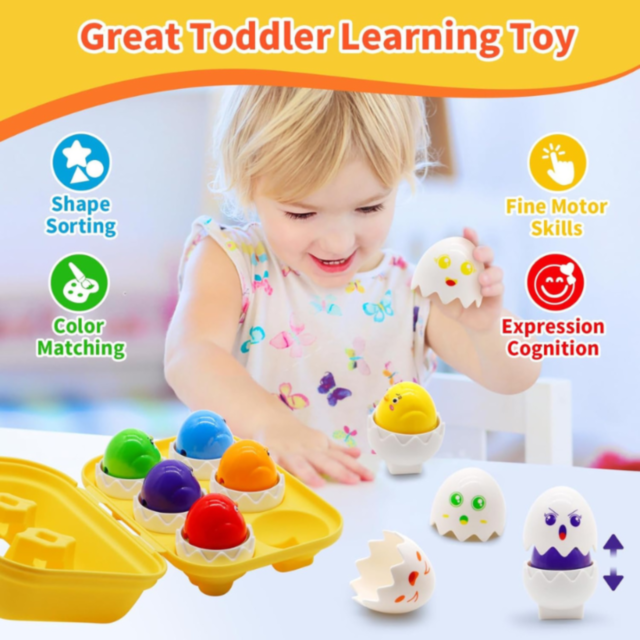 Set ouă educative cu expresii - 6 ouă colorate