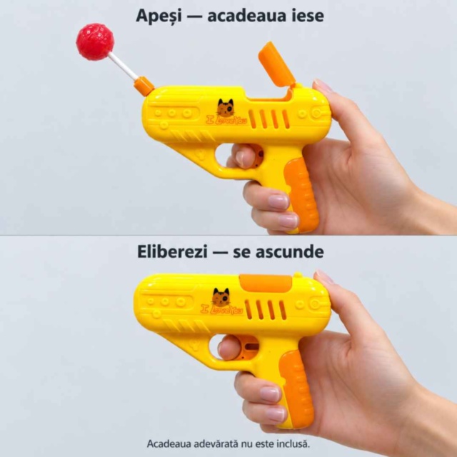 Pistol de jucărie cu acadea retractabilă și două accesorii