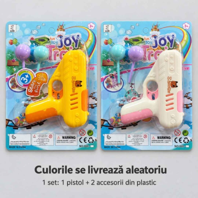Pistol de jucărie cu acadea retractabilă și două accesorii