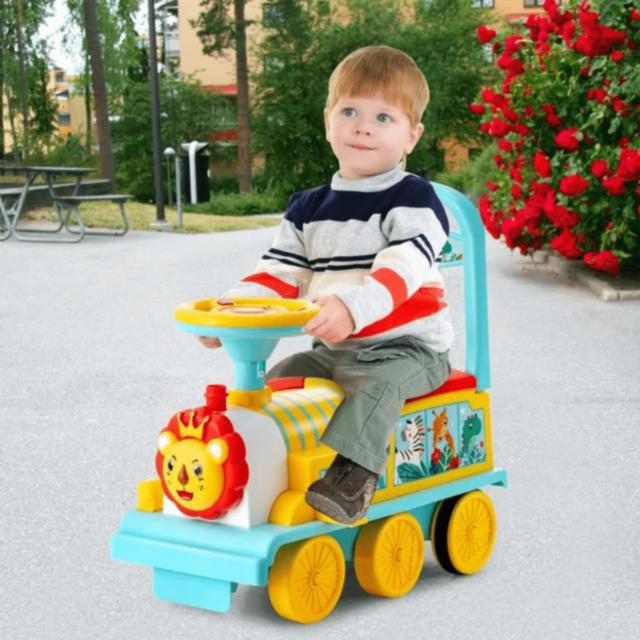Trenuleț Copii cu Leu Muzical și Volan Interactiv