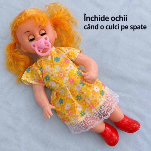 Păpușă cu suzetă și sunete de plâns, 33 cm