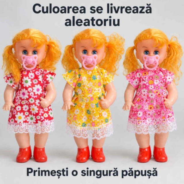 Păpușă cu suzetă și sunete de plâns, 33 cm