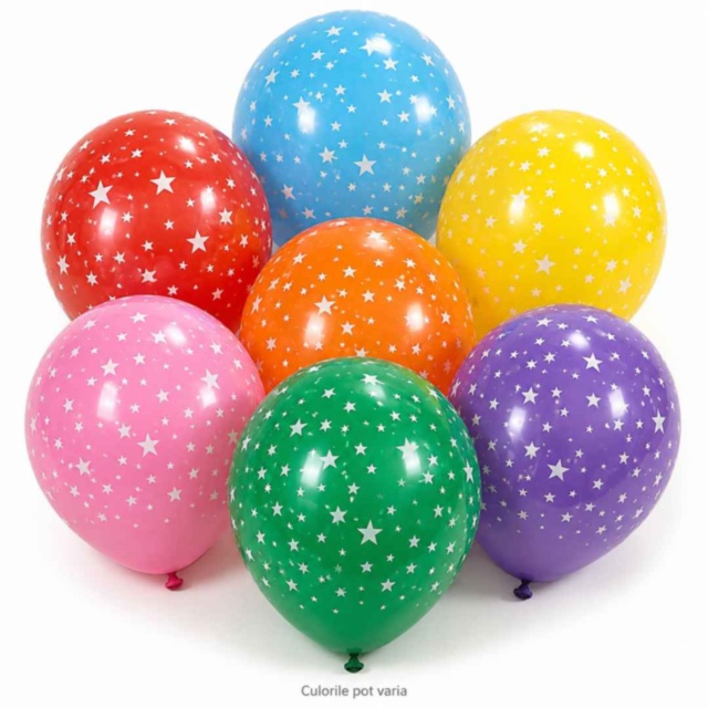 Set 25 de baloane colorate cu model steluțe