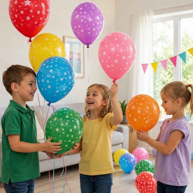 Set 25 de baloane colorate cu model steluțe