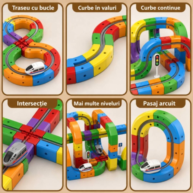 Set de construcție Cube Track cu două trenulețe electrice