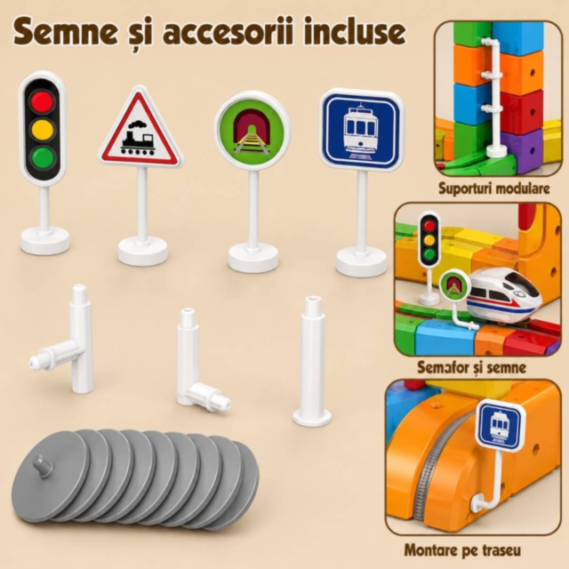 Set de construcție Cube Track cu două trenulețe electrice