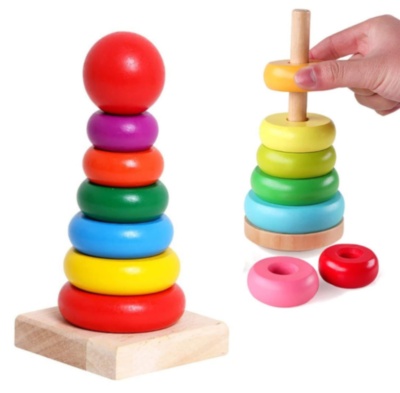 Mini Piramida Multicoloră din Lemn | image