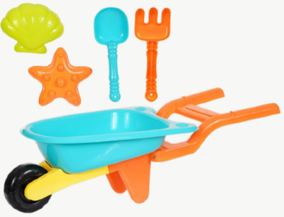 Set Jucării de Nisip cu Roabă, Lopățică și Forme | image