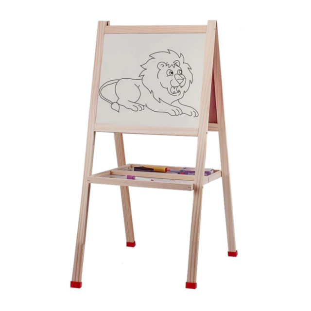 Tablă Dublă Multifuncțională din Lemn | Suprafață Albă și Neagră