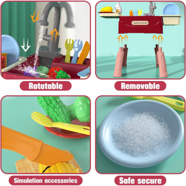 Set de Joacă Chiuvetă pentru Copii cu Apă Recirculabilă și Accesorii