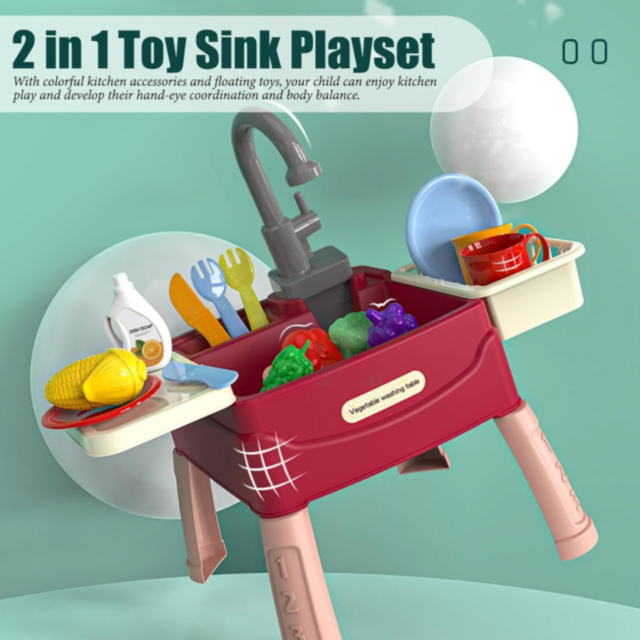 Set de Joacă Chiuvetă pentru Copii cu Apă Recirculabilă și Accesorii