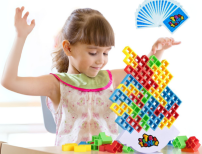 Joc de Echilibru Tetris Tower – 132 Piese Colorate și Cărți de Provocare | image